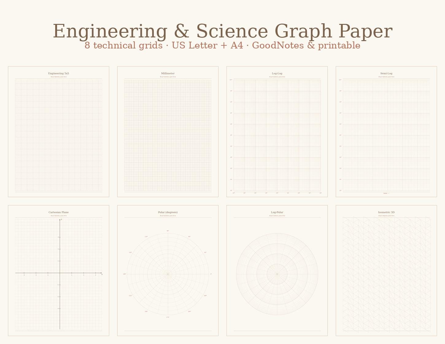 Engineering Graph Paper Bundle — 8 STEM Grids