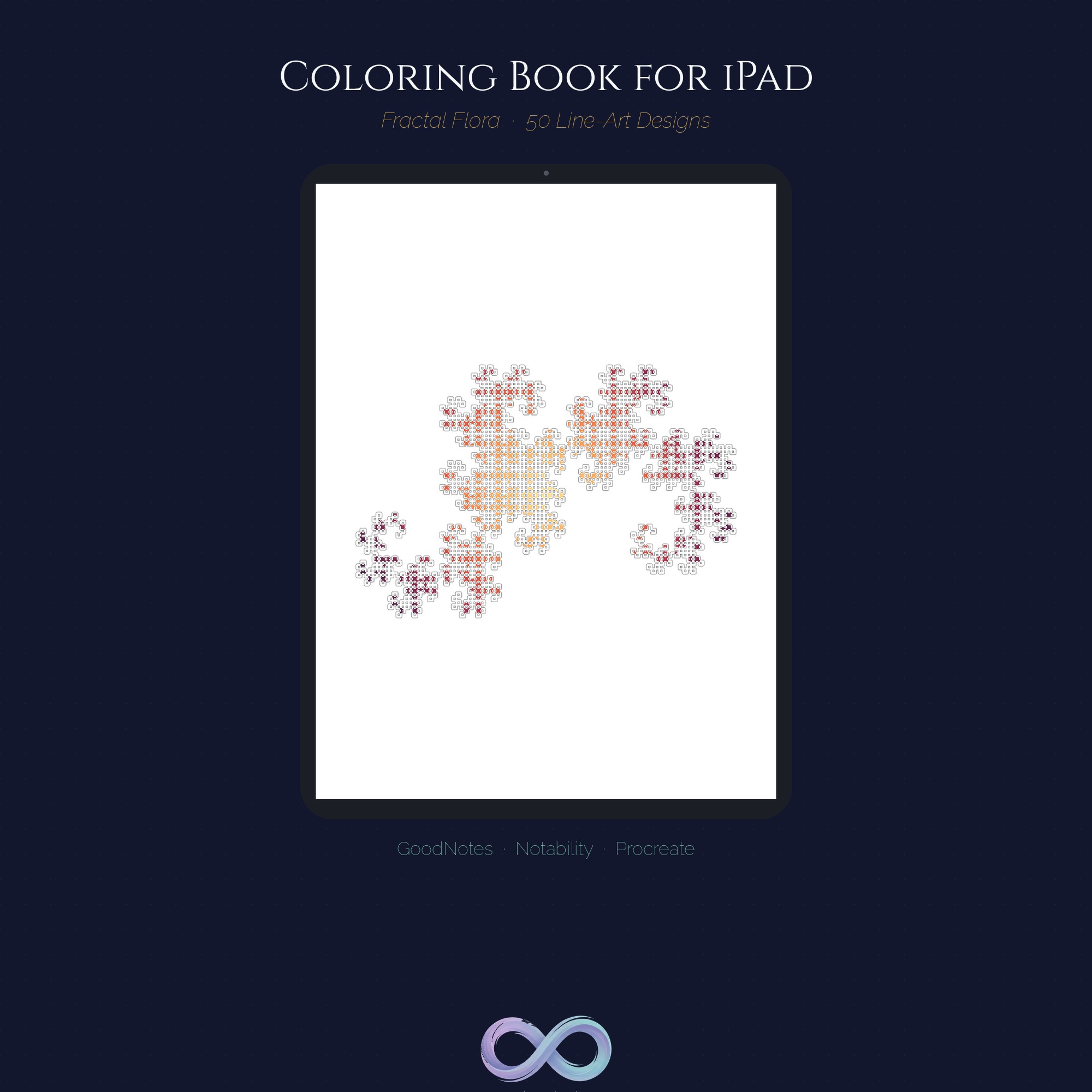 Fractal Flora — iPad Coloring Bundle (GoodNotes · Procreate)