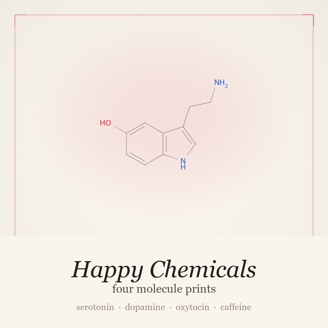 Happy Chemicals Print Set — Serotonin, Dopamine, Oxytocin & Caffeine