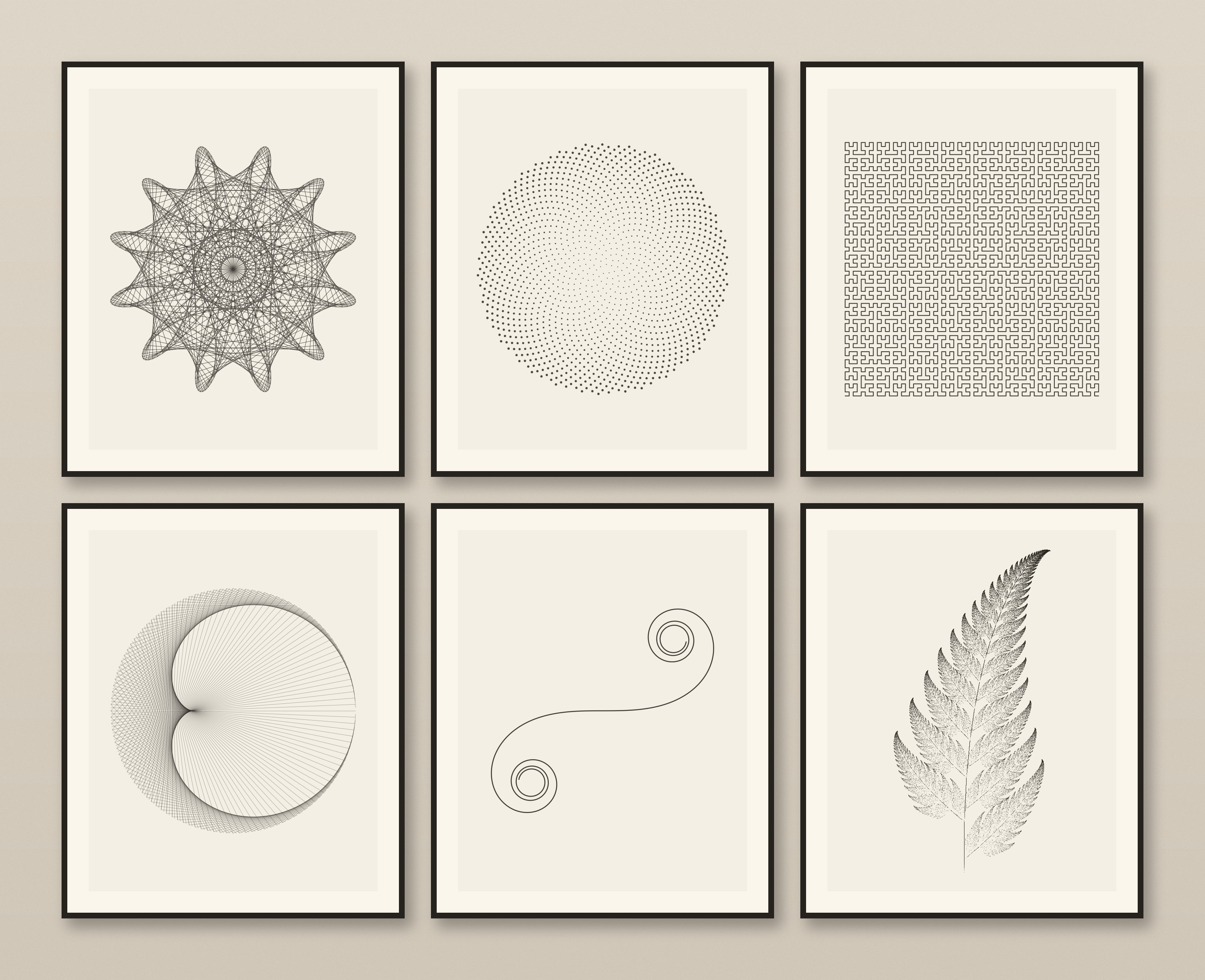 Quiet Mathematics Mono — Set of 6 Scandinavian Prints