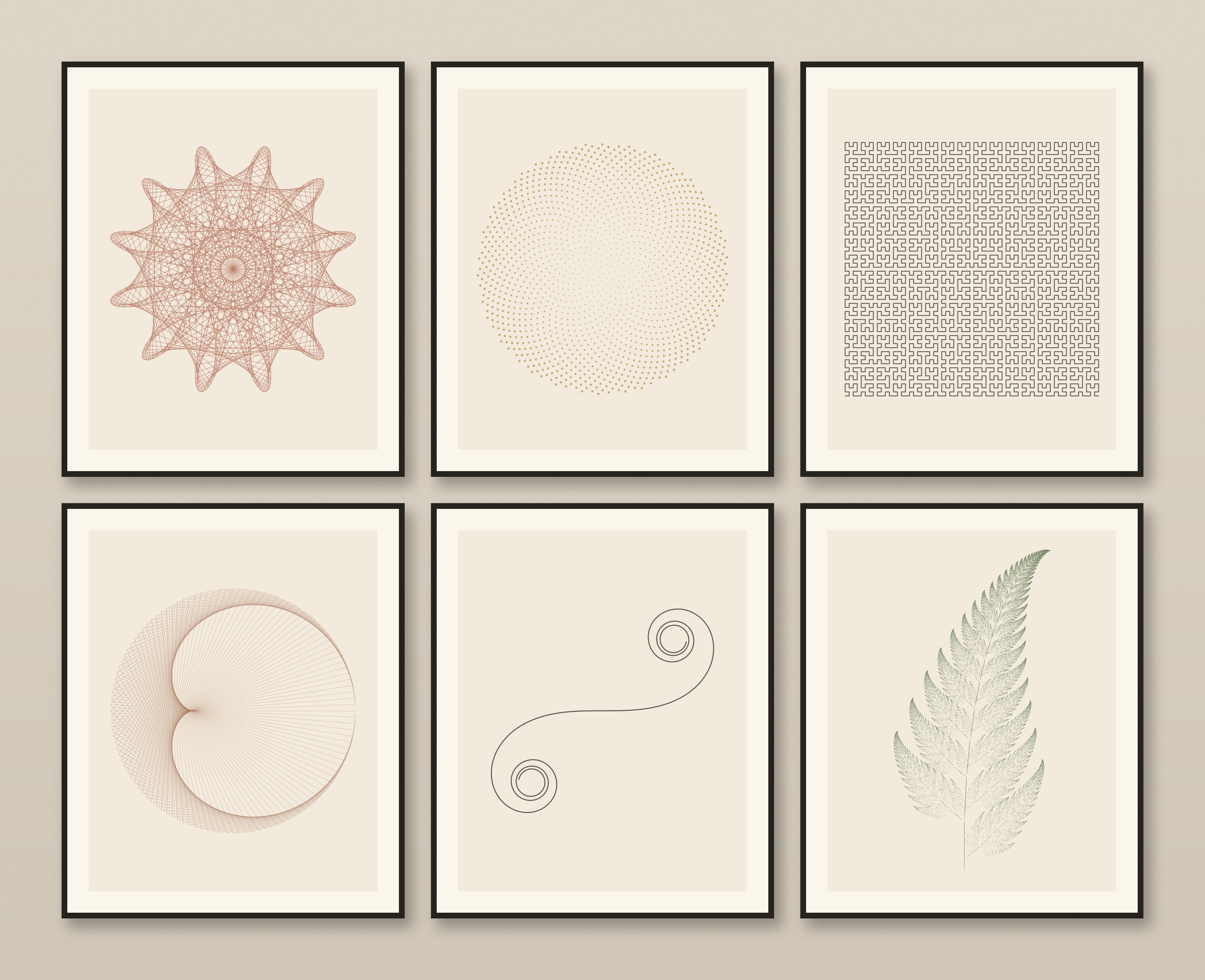 Quiet Mathematics — Set of 6 Boho Line Art Prints
