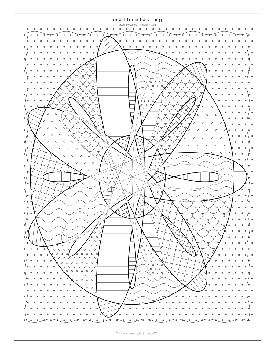 Polar rose & spirograph coloring page
